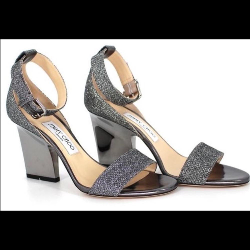 Jimmy Choo Edina 85 Anthracite Wedge Sandals